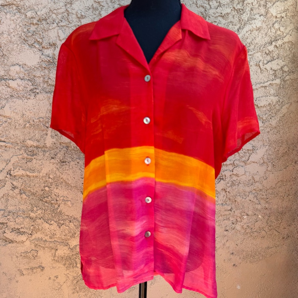 Vintage 90’s Tessuto Ombré Color Block Button Down Shirt